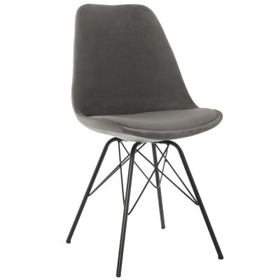 SEDIA IN VELLUTO GRIGIO CON GAMBE IN METALLO NERO 48X55X83CM, ALTA.SEDE:50CM ST83779