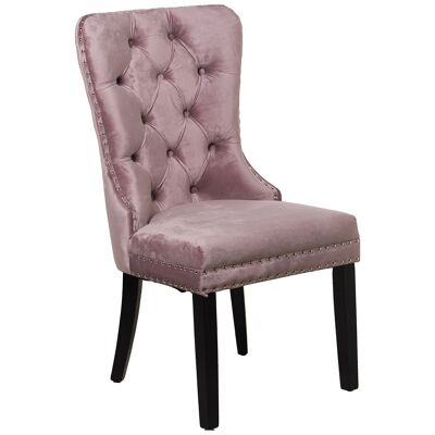 PINK VELVET CHAIR WITH WOODEN LEG 52X63X100CM, HIGH.SEAT:48CM ST84136