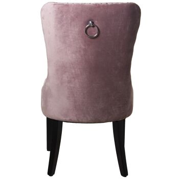 CHAISE EN VELOURS ROSE AVEC PIED EN BOIS 52X63X100CM, HAUTE.SIÈGE:48CM ST84136 4