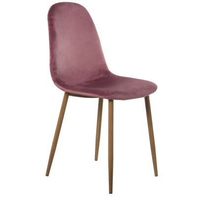 PINK VELVET CHAIR METAL LEGS IMITATION WOOD 44.5X47X89CM-HIGH.SEAT:47CM ST49696