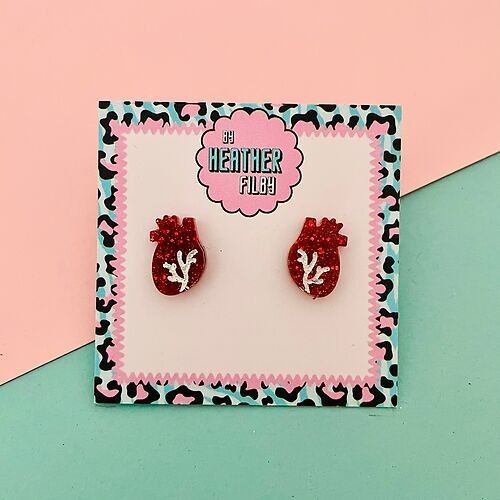 Anatomic Heart Stud Earrings