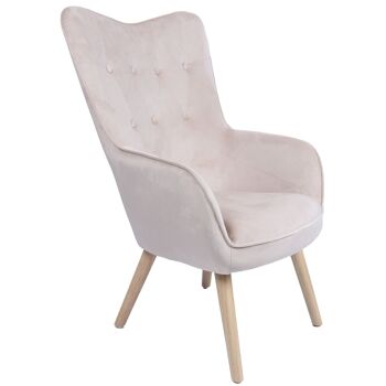 FAUTEUIL PATASMADERA EN VELOURS BEIGE _65X71X99CM DE HAUT.SIÈGE:48CM ST83682 2