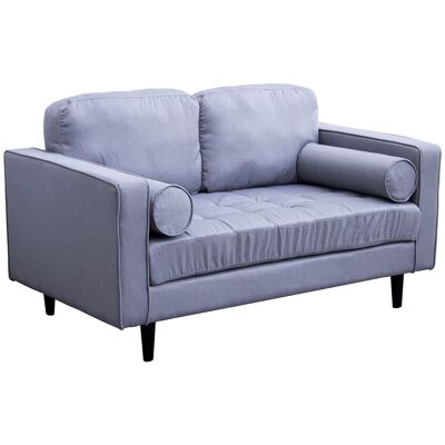 2 SEAT GRAY LINEN SOFA WITH WOODEN LEGS 145X83X80CM, HIGH.SEAT:44CM ST84144