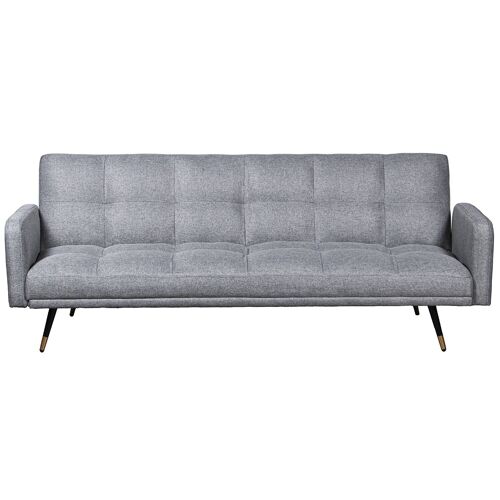 SOFÁ CAMA 3 PLAZAS POLIÉSTER GRIS C/PATAS METAL NEGRO/ORO _193X83X75CM CAMA:177X96X17CM ST83736
