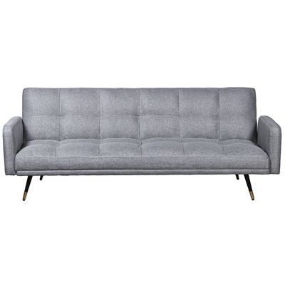 3-Sitzer-Sofabett aus grauem Polyester mit schwarz-goldenen Metallbeinen, 193 x 83 x 75 cm, Bett: 177 x 96 x 17 cm, ST83736