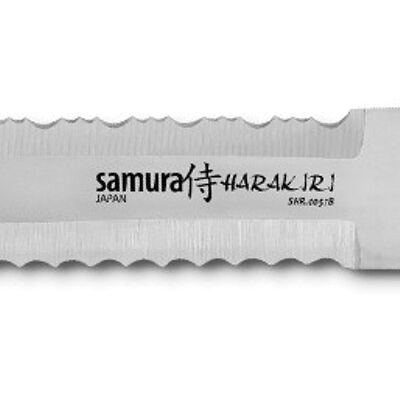 HARAKIRI 18cm Couteau scie à deux faces pour pain et aliments surgelés (Blanc)-SHR-0057W