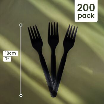 200 fourchettes PLA noires biodégradables 3