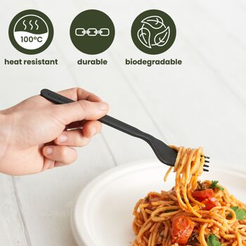 200 fourchettes PLA noires biodégradables 5