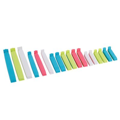 Juego de 18 clips de plástico multicolor para bolsas de alimentos - 4 tamaños - de Ashley