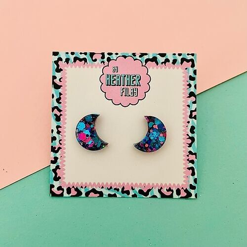 Moon Glitter Stud Earrings