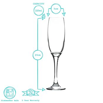 Flûte à champagne en verre classique de 220 ml – Palette de 1920 – Par Argon Tableware 5