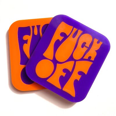 Fuck Off Coaster – farbenfroher Design-Untersetzer