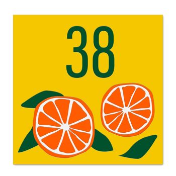 Plaque Décorative Numéro Motif Oranges - plaque maison 3