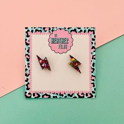 Glitter Lightning Bolt Stud Earrings