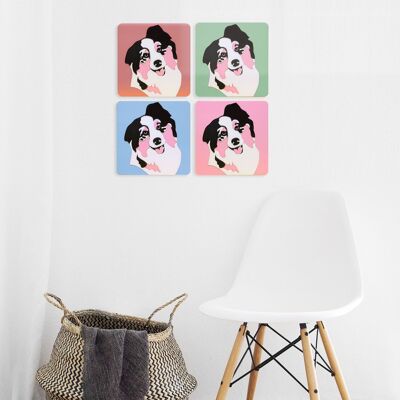 Dekorative Tafel mit australischem Schäferhund – Innendekoration mit Hundemalerei