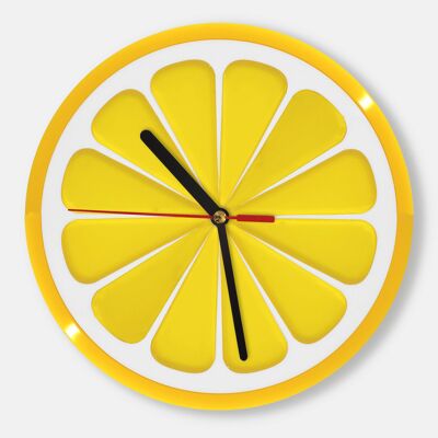 petite Horloge Citron ou Orange - horloge design colorée 15cm