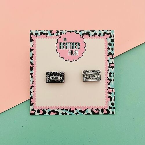 Cassette Glitter Stud Earrings