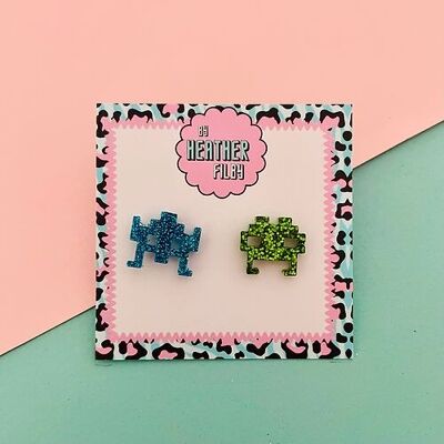 Space Raiders Glitter Stud Earrings