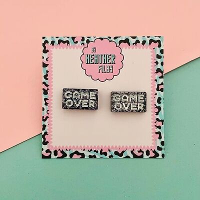 Game Over Glitter Stud Earrings