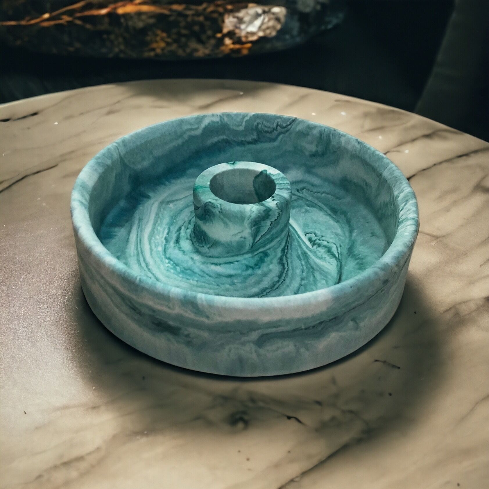 Portacandele/portacandele Jesmonite Palo Santo fatto a mano - Verde