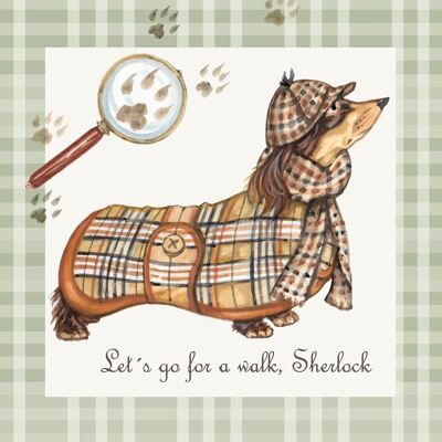 Square card - Sherlock (Dachshund/Dachshund)