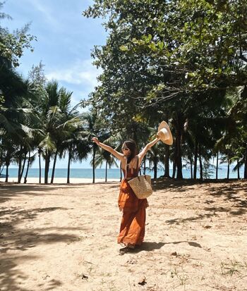 Sac fourre-tout de plage tissé en paille d'herbe de grande taille 2