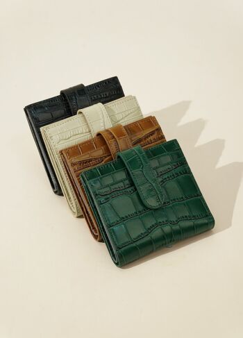 Porte-cartes portefeuille en cuir véritable à motif crocodile 1