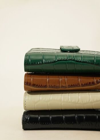 Porte-cartes portefeuille en cuir véritable à motif crocodile 2