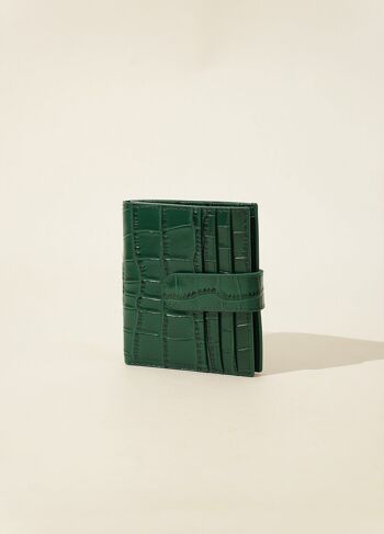 Porte-cartes portefeuille en cuir véritable à motif crocodile 10