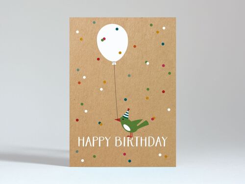 Postkarte "Happy Birthday – Vogel"