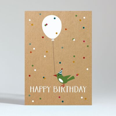 Postal "Feliz Cumpleaños – Pájaro"