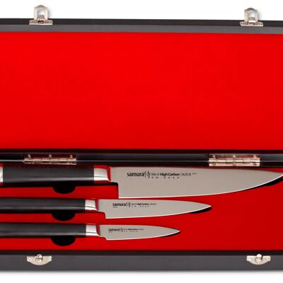 Ensemble de couteaux essentiels d'Сhef : couteau d'office, couteau tout usage, couteau de chef avec GIFTWRAPPED-SM-0220