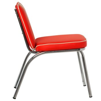 CHAISE EN MÉTAL AVEC SIÈGE REMBOURRÉ EN PU ROUGE/BLANC. PIEDS EN ACIER CROM _44X57X87CM, HAUTEUR D'ASSISE:45CM ST44155 2