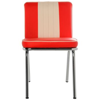 CHAISE EN MÉTAL AVEC SIÈGE REMBOURRÉ EN PU ROUGE/BLANC. PIEDS EN ACIER CROM _44X57X87CM, HAUTEUR D'ASSISE:45CM ST44155 3