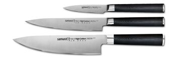 Ensemble de couteaux essentiels SAMURA MO-V Сhef: Couteau d'office 3,6''/90 mm, Couteau tout usage 5,1''/130 mm, Couteau de chef 7,9''/200 mm-SM-0230