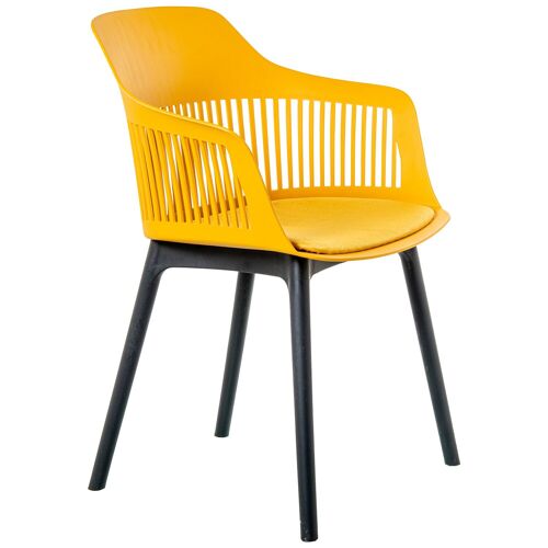 SILLA PP AMARILLA C/COJÍN PU _58X54X83CM ST61190