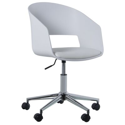 WHITE PP CHAIR WITH WHEELS, SWIVEL, ADJUSTABLE HEIGHT 62X62X77/87CM, HIGH.ASNTO:40/50 ST83839