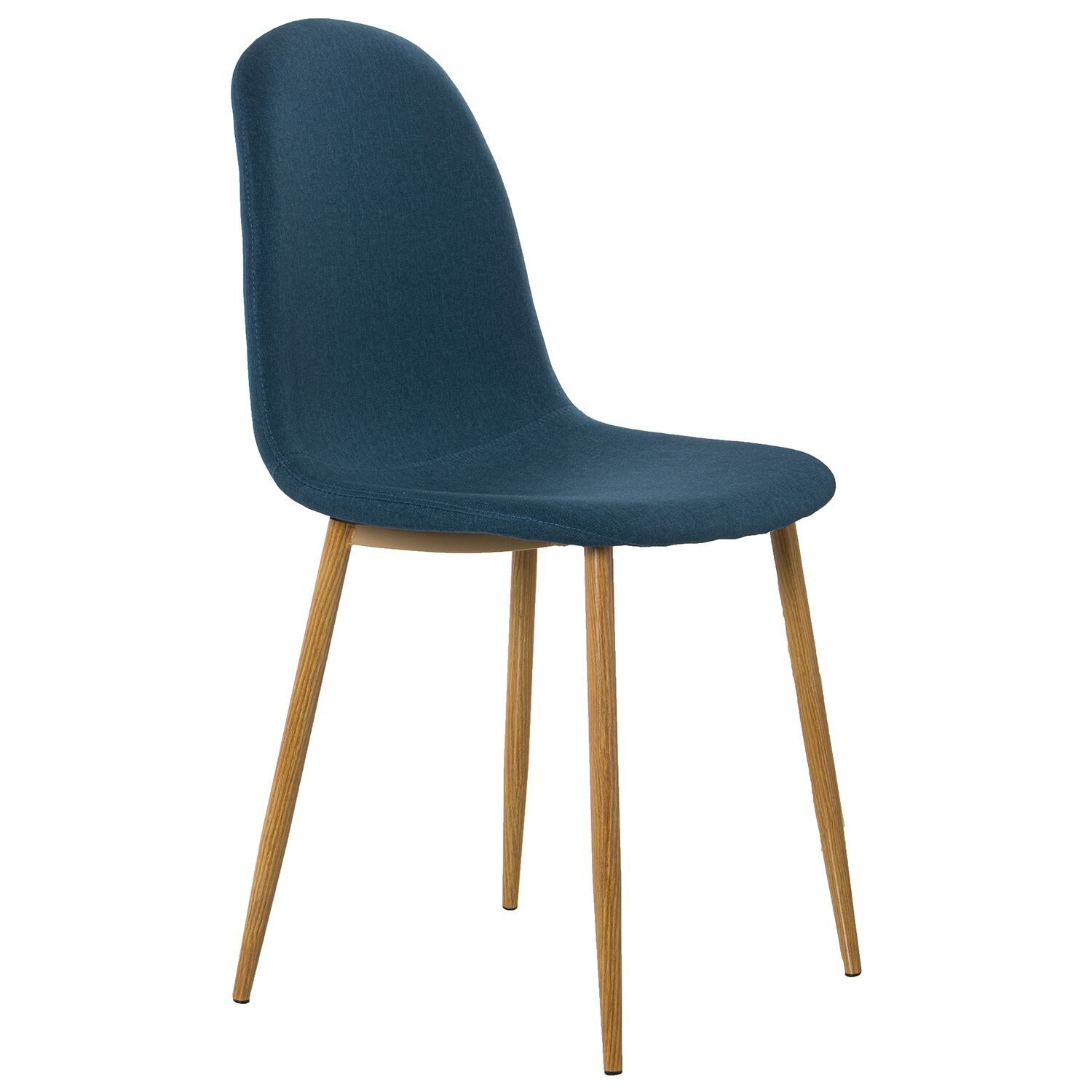 Blue upholstered chair with metal legs and wood imitation, 44x52x87cm, height.seat:49cm st84146