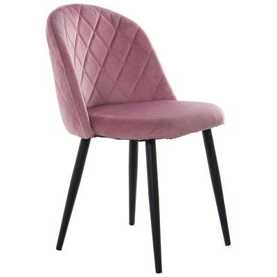 PINK VELVET UPHOLSTERED CHAIR, BLACK METAL LEGS 48X56X78CM, HIGH.SEAT:46CM ST60321