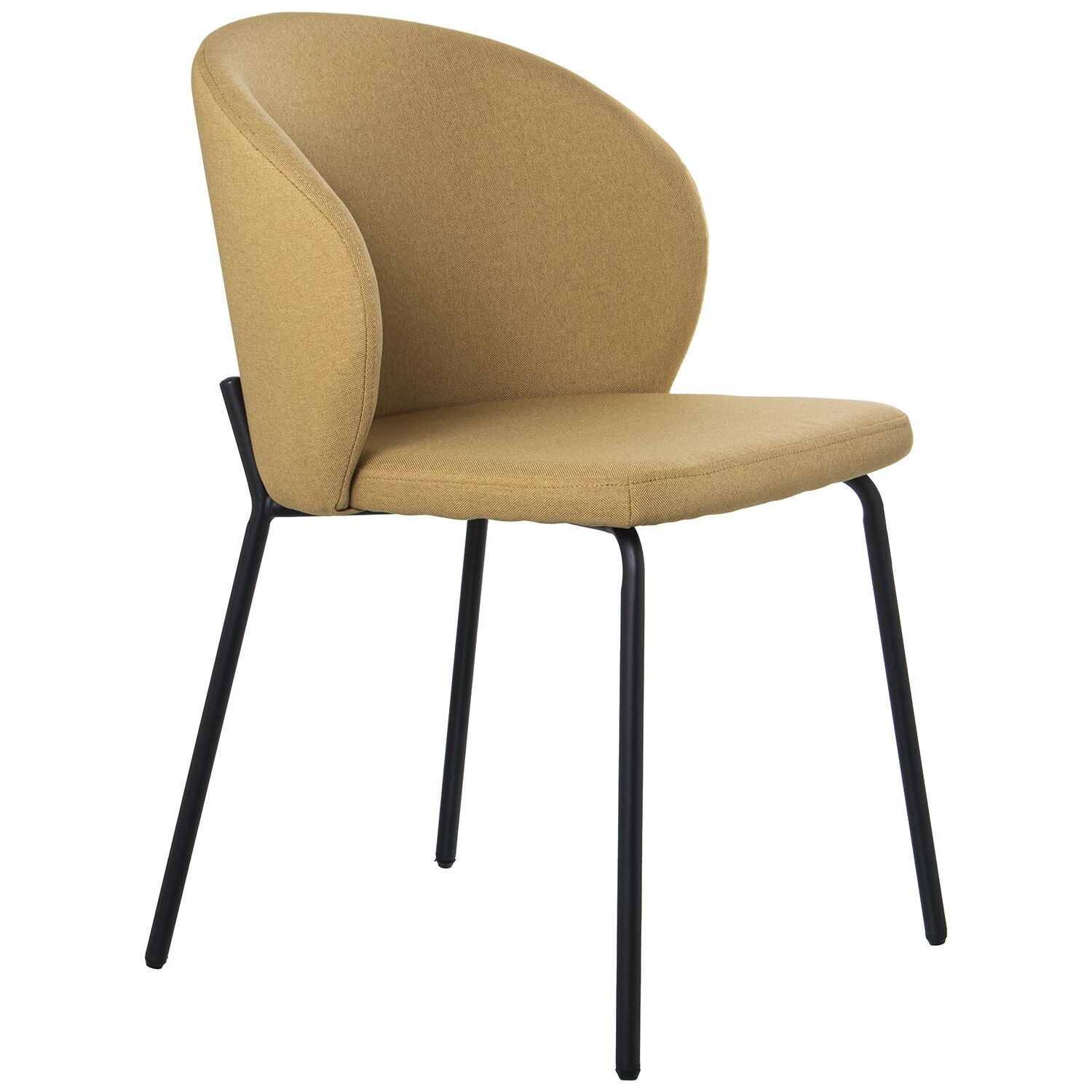 Sedia in tessuto giallo con gambe in metallo nero, poliestere, altezza 48x57x79cm.gambe: 48cm st84195