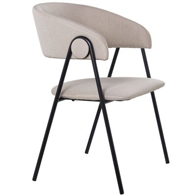 BEIGE FABRIC CHAIR WITH BLACK METAL LEGS, POLYESTER _55X57X82CM HIGH.LEGS: 46.5CM ST84200