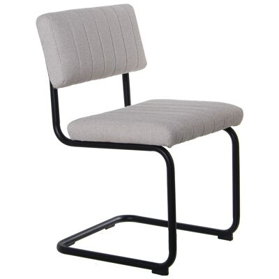 Stuhl aus naturfarbenem Stoff, Beine aus schwarzem Metall, 50 x 48 x 82 cm, hoch.SITZ: 48CM ST84156