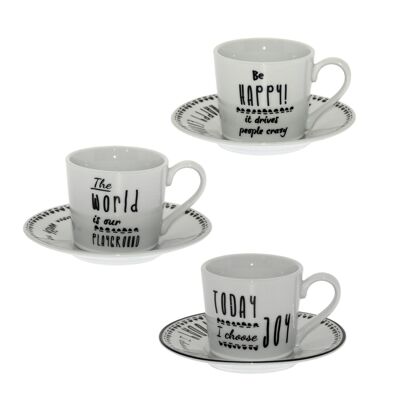 SET OF 6 COFFEE CUPS WITH PORCELAIN PLATE _CUP:6X5CM, PLATE:11CM ST9120