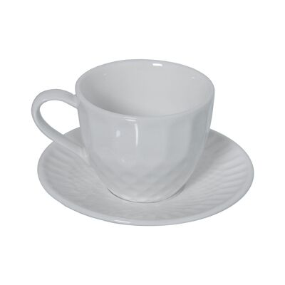 SET AUS 6 KAFFEETASSEN MIT WEISSEM PORZELLANTELLER MIT GESCHENKBOX _BECHER: 9X6,5X5CM 90CC ST80548