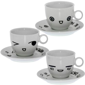 LOT DE 6 TASSES À THÉ AVEC ASSIETTE PORCELAINE _TASSE:°9X7.5CM, ASSIETTE:°14CM ST9117 1