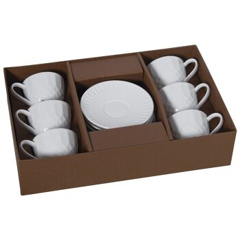 LOT DE 6 TASSES À THÉ AVEC ASSIETTE EN PORCELAINE AVEC BOÎTE CADEAU _MUG:10.5X8.2X6.5CM 200CC ST80547 2