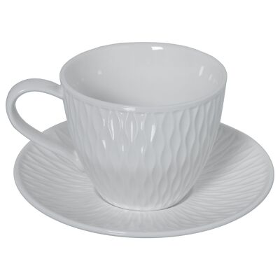 ENSEMBLE DE 6 TASSES À THÉ AVEC ASSIETTE EN PORCELAINE AVEC BOÎTE CADEAU _MUG:10.5X8X6.5CM 200CC ST80567