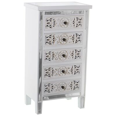 SIFONIER WITH 5 CARVED WOOD DRAWERS WHITE DECAPÉ _48X30X89CM ST49743