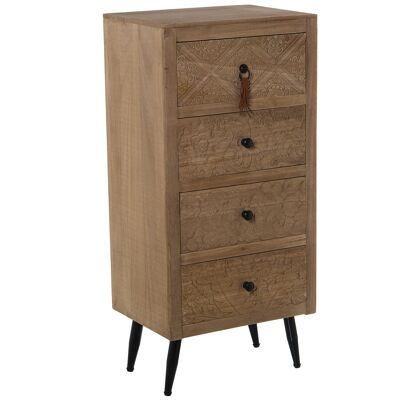 WOODEN SIFONIER WITH 4 DRAWERS, PAULOWNIA+DM 40X30X86CM, HIGH.LEGS:15CM ST68342