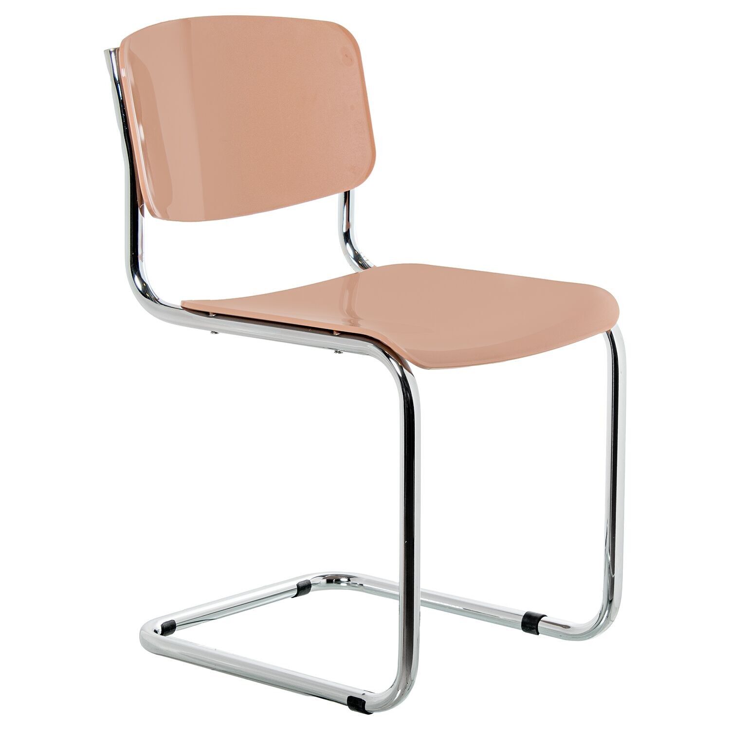 Rosa ABS-Stuhl mit verchromten Metallbeinen, 43x57x81cm st61187